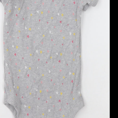 Matalan Girls Grey Polka Dot Cotton Babygrow One-Piece Size 18-24 Months  Button - Heart pattern