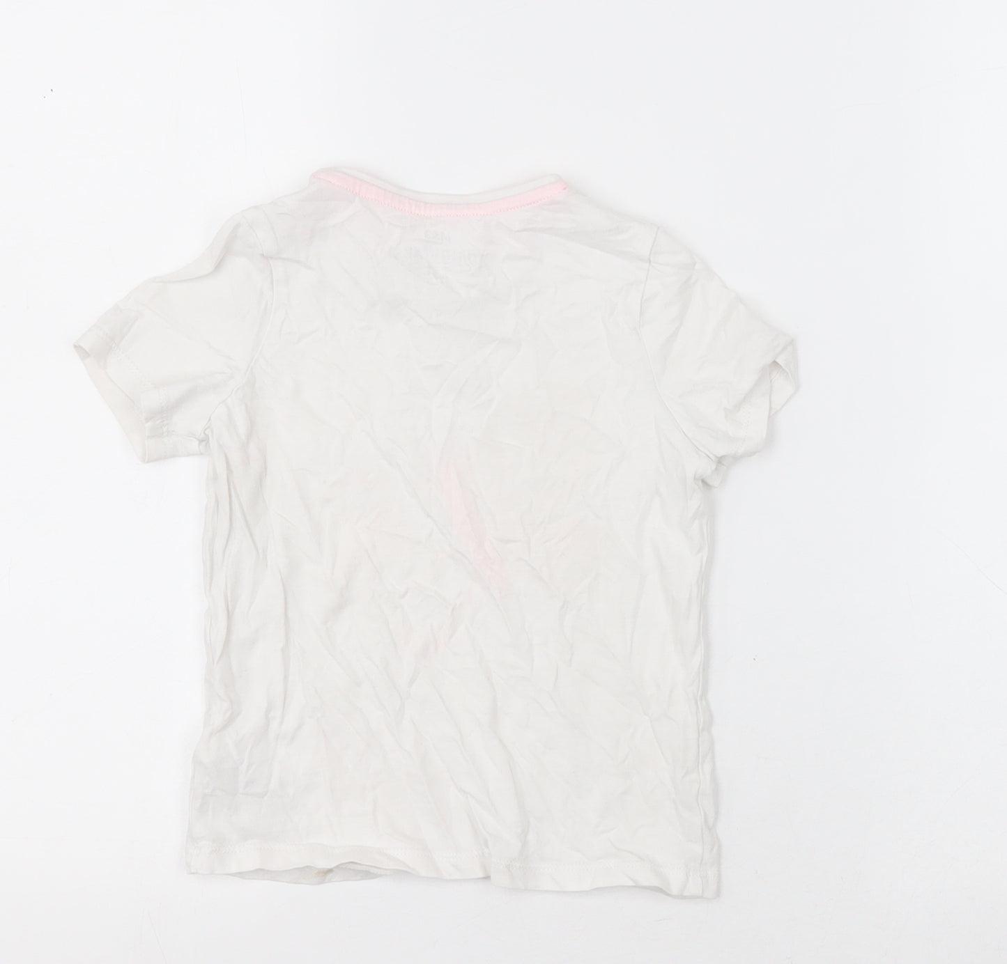 Marks and Spencer Girls White  Cotton Basic T-Shirt Size 5-6 Years Crew Neck Pullover - butterfly
