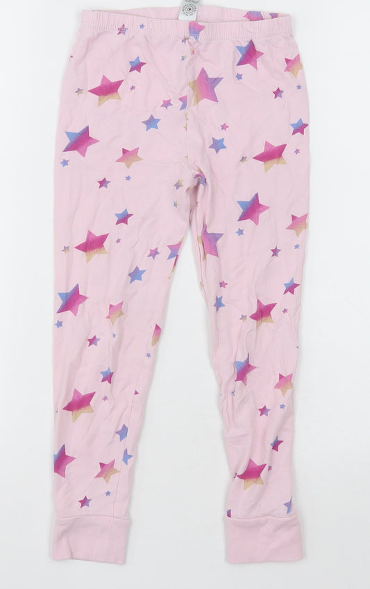 Front view of George girls’ pink geometric cotton pyjama pants, size 5-6, years pullover - star pattern