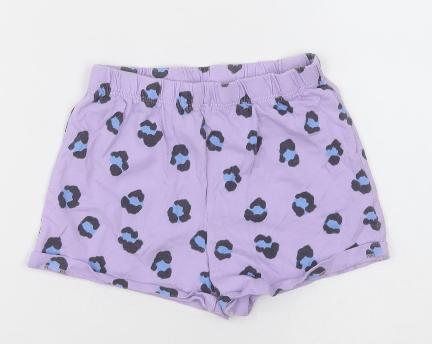 George Girls Purple Animal Print Cotton  Sleep Shorts Size 5-6 Years  Pullover