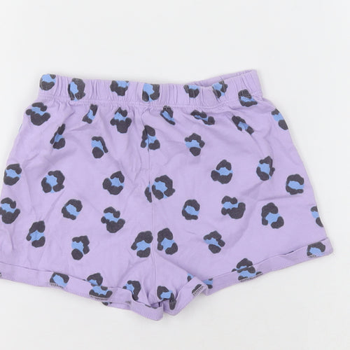 George Girls Purple Animal Print Cotton  Sleep Shorts Size 5-6 Years  Pullover