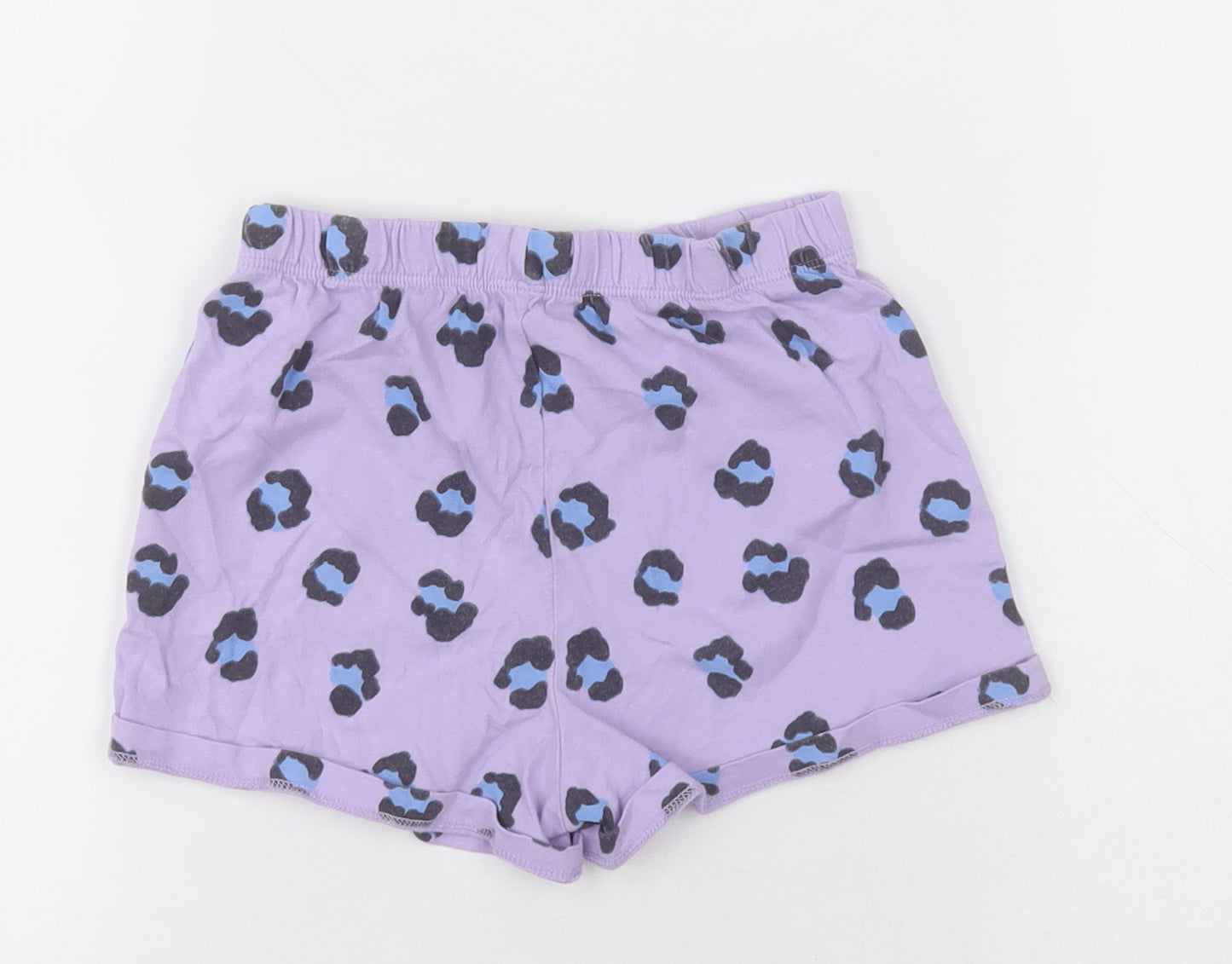 George Girls Purple Animal Print Cotton  Sleep Shorts Size 5-6 Years  Pullover