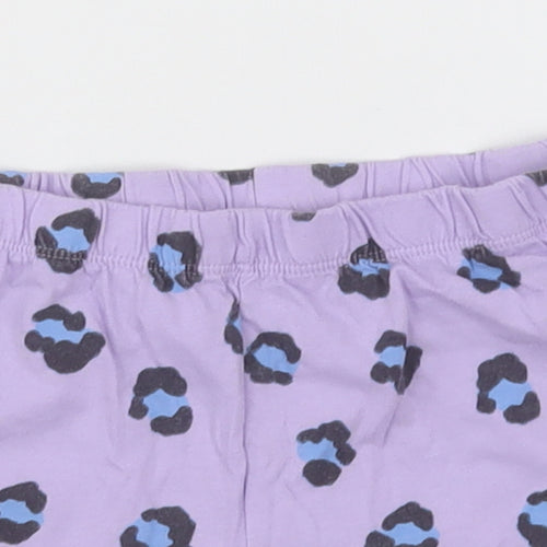 George Girls Purple Animal Print Cotton  Sleep Shorts Size 5-6 Years  Pullover