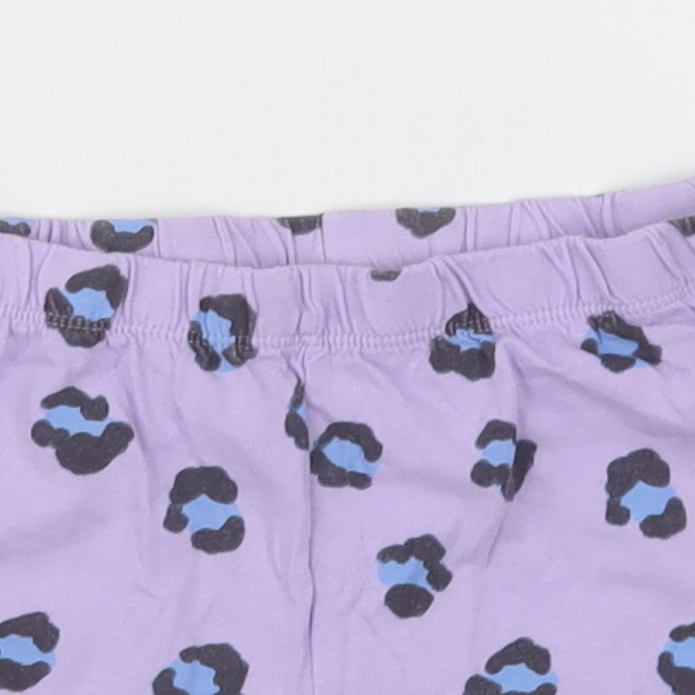 George Girls Purple Animal Print Cotton  Sleep Shorts Size 5-6 Years  Pullover