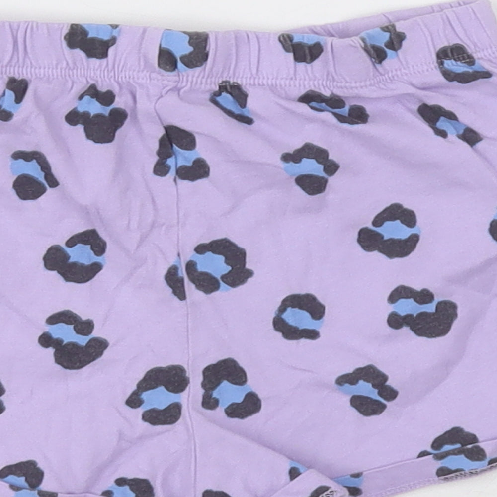 George Girls Purple Animal Print Cotton  Sleep Shorts Size 5-6 Years  Pullover