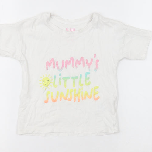 Matalan Girls White  Cotton Basic T-Shirt Size 2-3 Years Crew Neck Pullover - mummys little sunshine