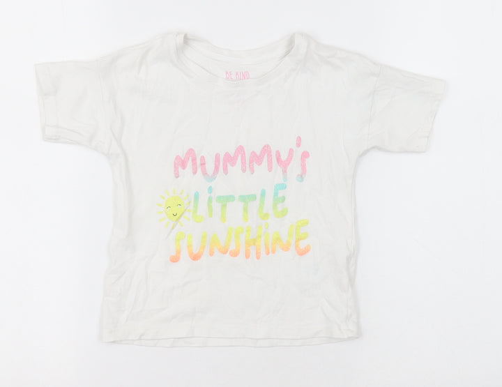 Matalan Girls White Cotton Basic T-Shirt Size 2-3 Years Crew Neck Pullover - mummys little sunshine