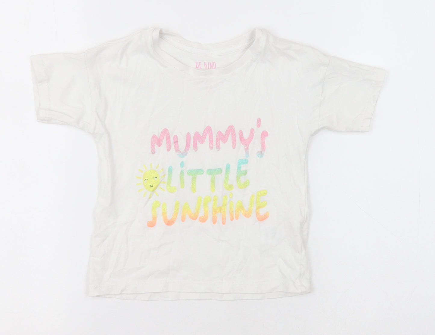 Matalan Girls White  Cotton Basic T-Shirt Size 2-3 Years Crew Neck Pullover - mummys little sunshine