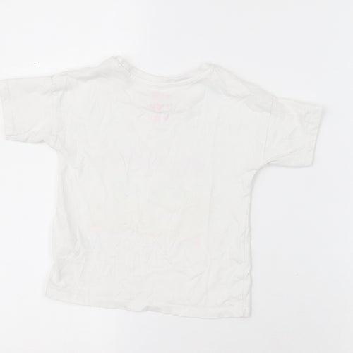 Matalan Girls White  Cotton Basic T-Shirt Size 2-3 Years Crew Neck Pullover - mummys little sunshine