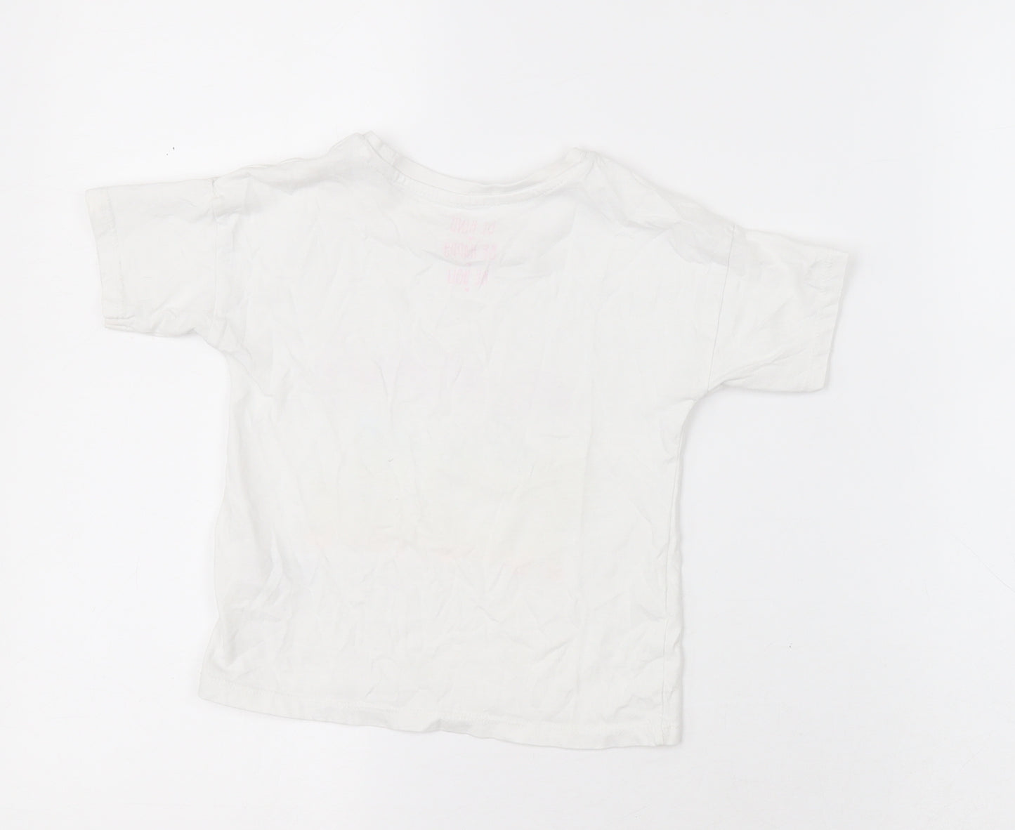 Matalan Girls White  Cotton Basic T-Shirt Size 2-3 Years Crew Neck Pullover - mummys little sunshine
