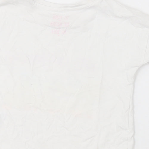 Matalan Girls White  Cotton Basic T-Shirt Size 2-3 Years Crew Neck Pullover - mummys little sunshine