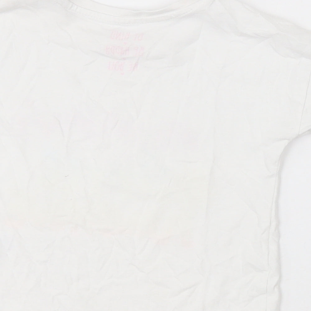 Matalan Girls White  Cotton Basic T-Shirt Size 2-3 Years Crew Neck Pullover - mummys little sunshine