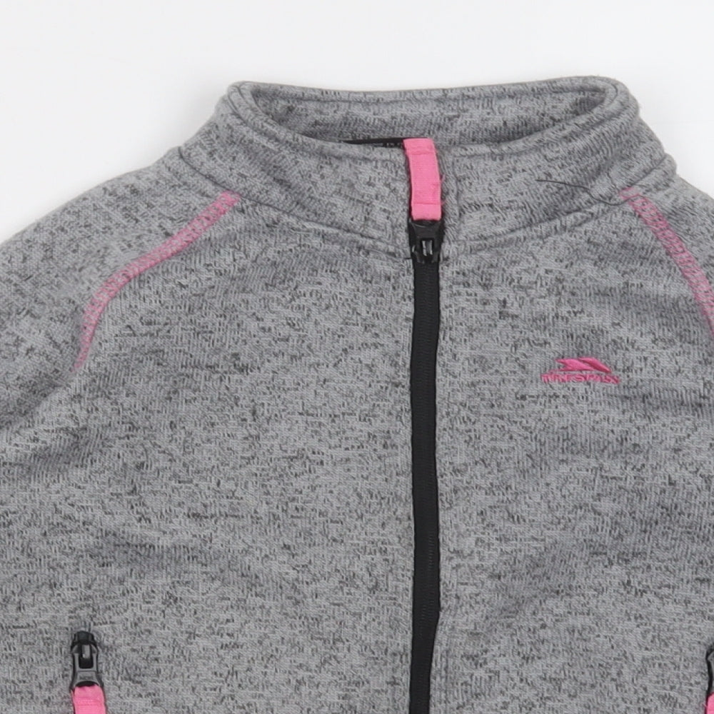 Trespass Girls Grey  Polyester Full Zip Sweatshirt Size 5-6 Years  Zip
