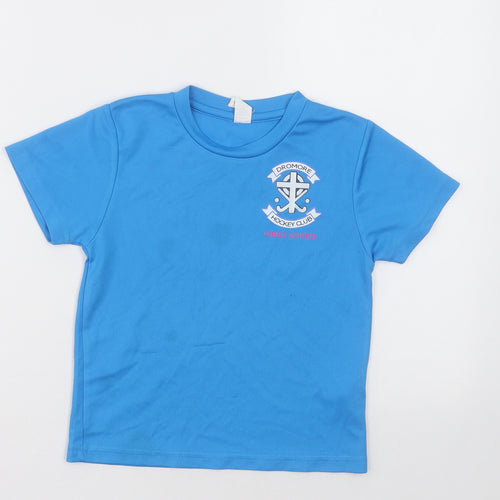 Awdis Boys Blue  Polyester Basic T-Shirt Size 3-4 Years Crew Neck Pullover - dromore hockey club