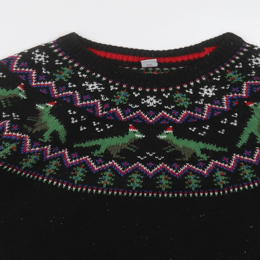 sainsburys Boys Multicoloured Crew Neck Fair Isle Acrylic Pullover Jumper Size 10 Years  Pullover - chrstmas jumper