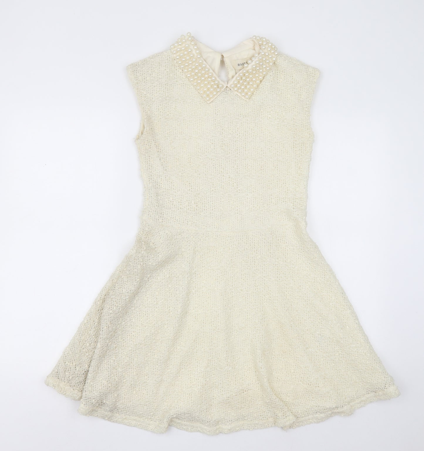 River Island Womens Beige  Polyester A-Line  Size 12  Collared Button