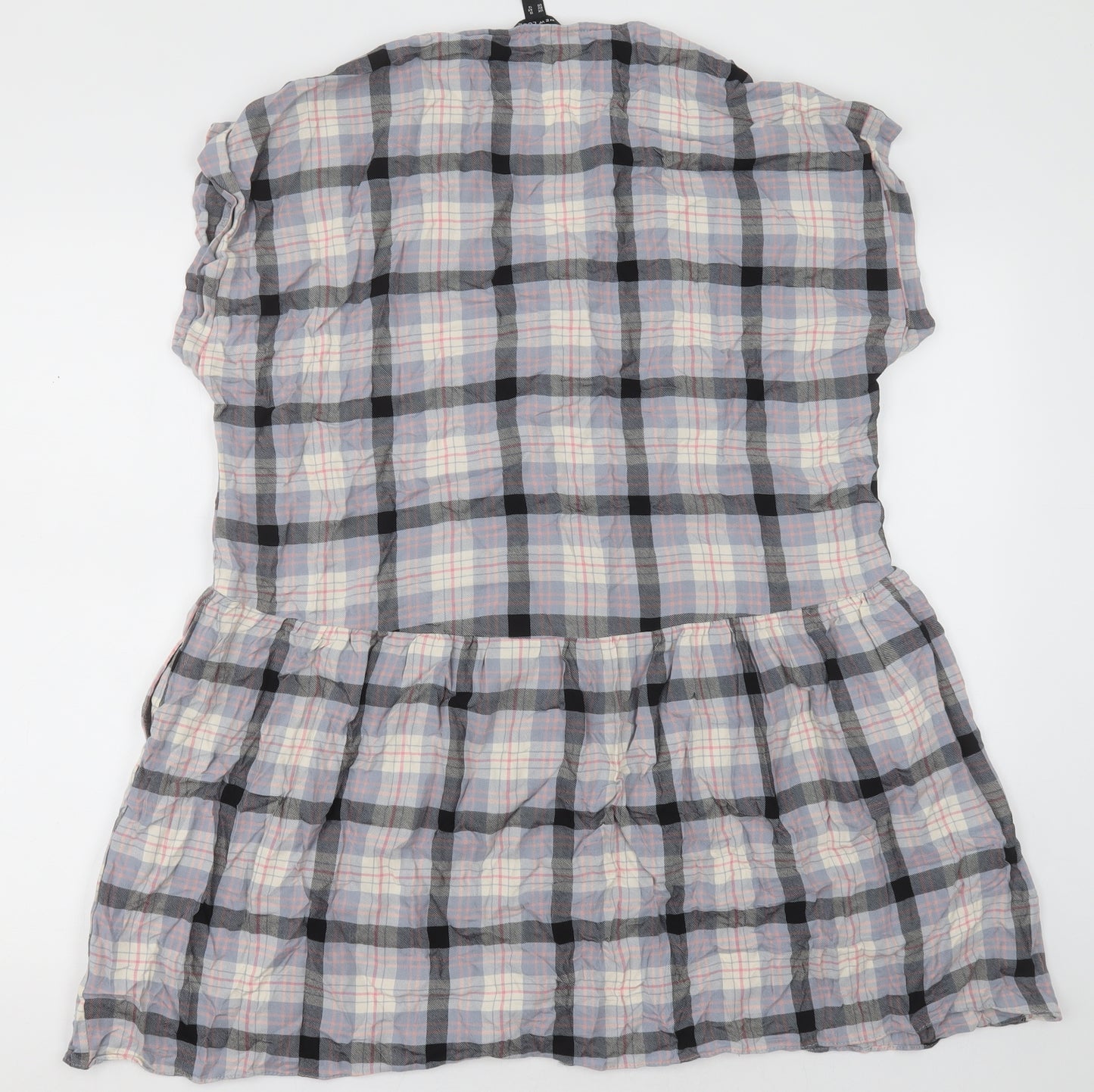 New Look Womens Purple Check Viscose A-Line  Size 16  V-Neck Button