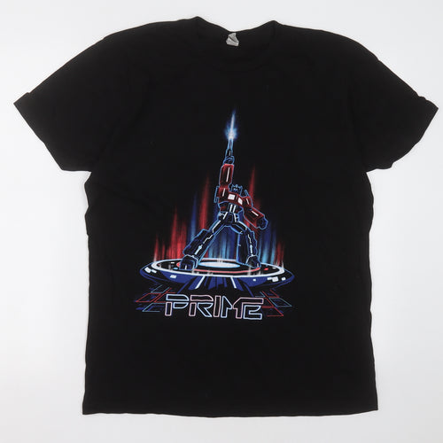 rock me Mens Black  Cotton  T-Shirt Size L Crew Neck  - Prime