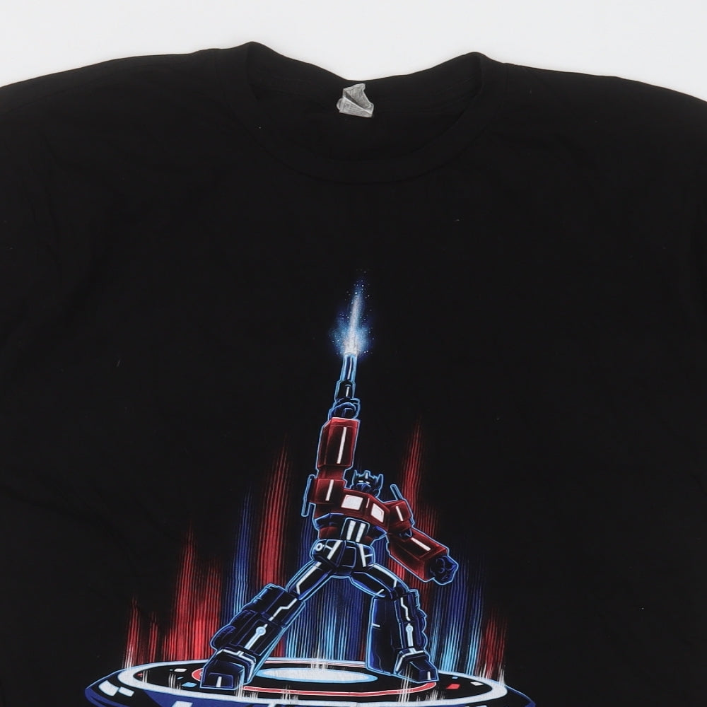 rock me Mens Black  Cotton  T-Shirt Size L Crew Neck  - Prime