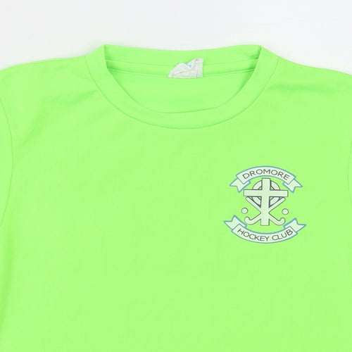 Awdis Boys Green  Polyester Basic T-Shirt Size 5-6 Years Crew Neck Pullover - dromore hockey club