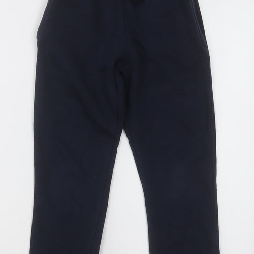 Marks and Spencer Boys Blue  Cotton Jogger Trousers Size 7-8 Years  Regular Tie