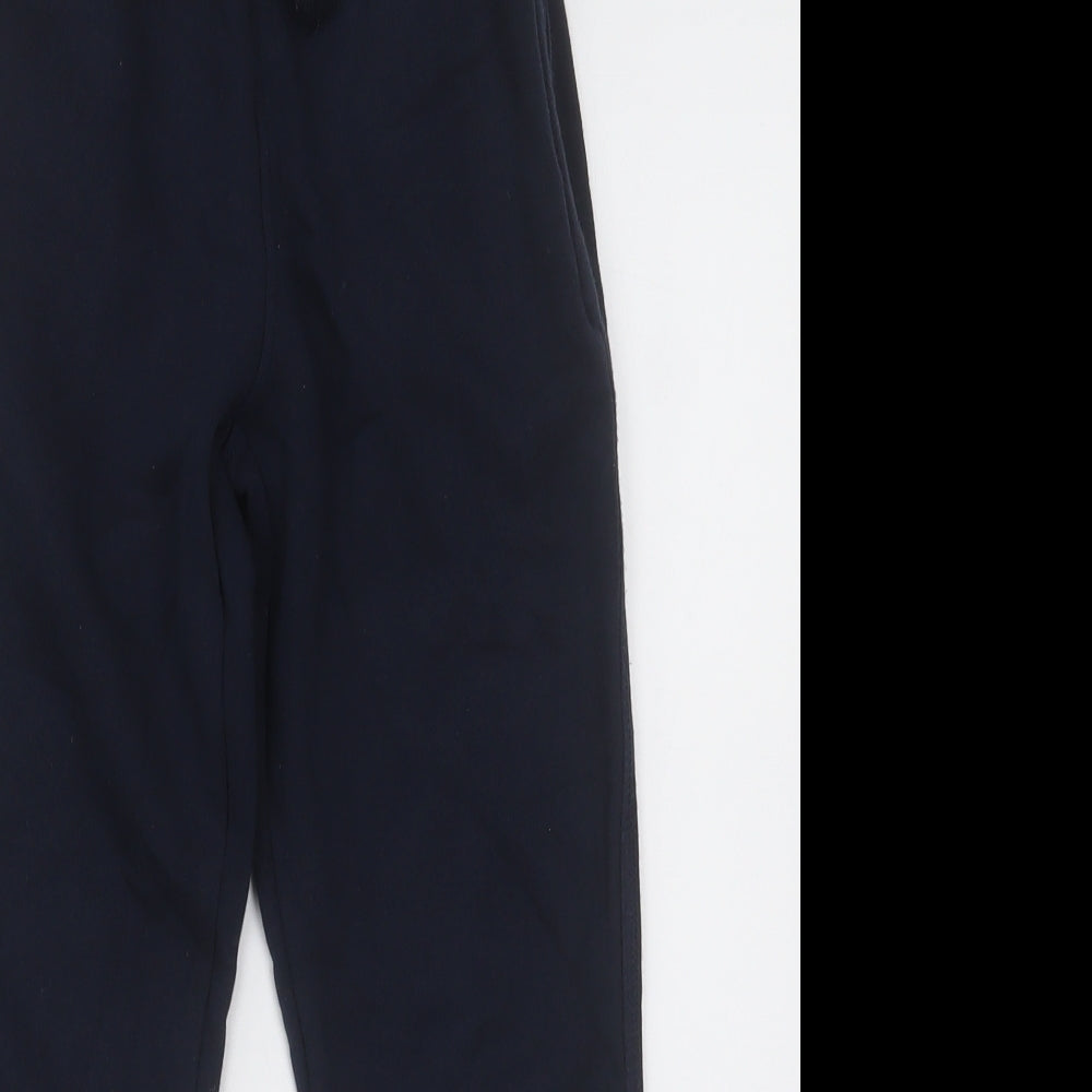 Marks and Spencer Boys Blue  Cotton Jogger Trousers Size 7-8 Years  Regular Tie