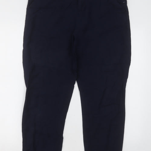 Dunnes Stores Womens Blue  Linen Trousers  Size 10 L30 in Regular Button
