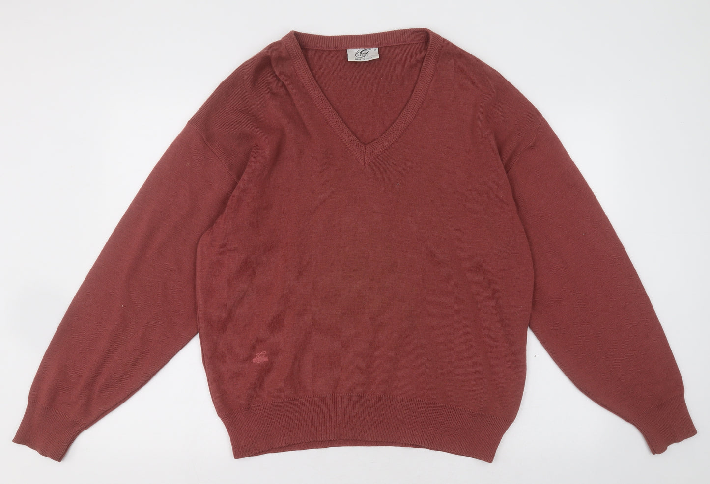 Gabicci Mens Pink V-Neck  Wool Pullover Jumper Size M