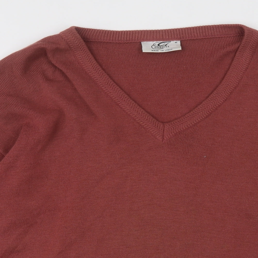 Gabicci Mens Pink V-Neck  Wool Pullover Jumper Size M