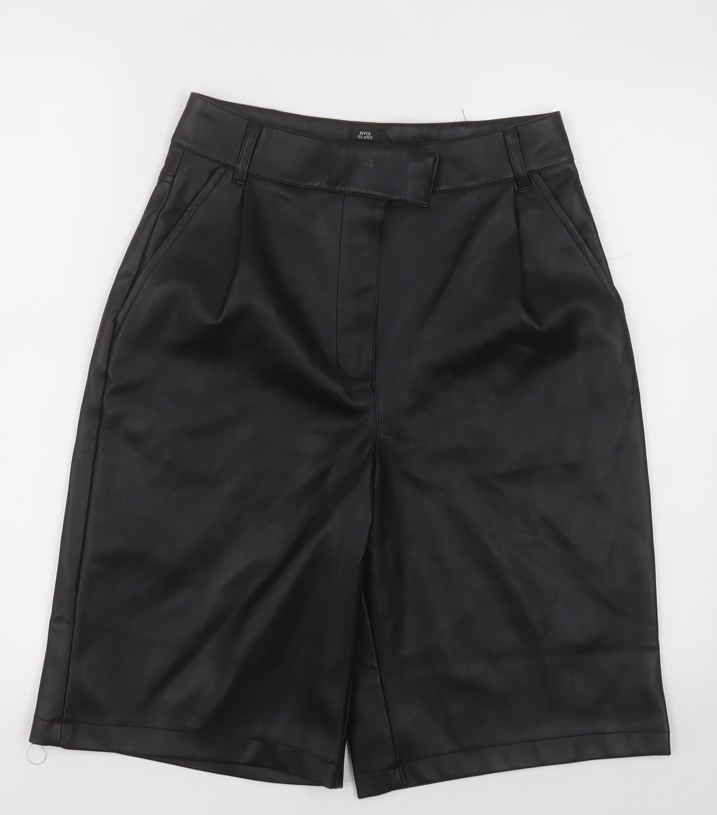 River Island Womens Black  Polyurethane Bermuda Shorts Size 10 L14 in Regular Hook & Eye