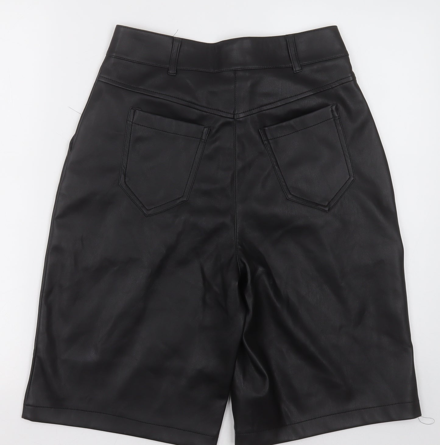River Island Womens Black  Polyurethane Bermuda Shorts Size 10 L14 in Regular Hook & Eye