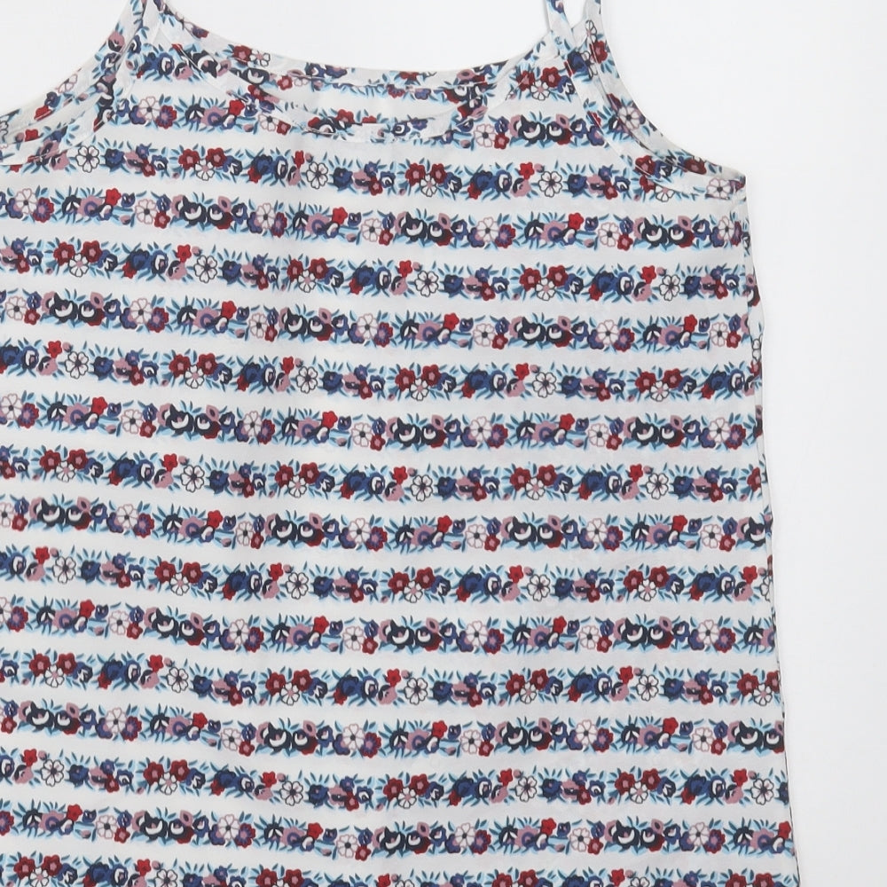 priamrk Womens Blue Geometric Polyester Basic Tank Size 10 Square Neck