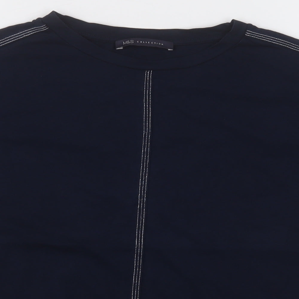 Marks and Spencer Womens Blue  Cotton Basic T-Shirt Size 10 Crew Neck