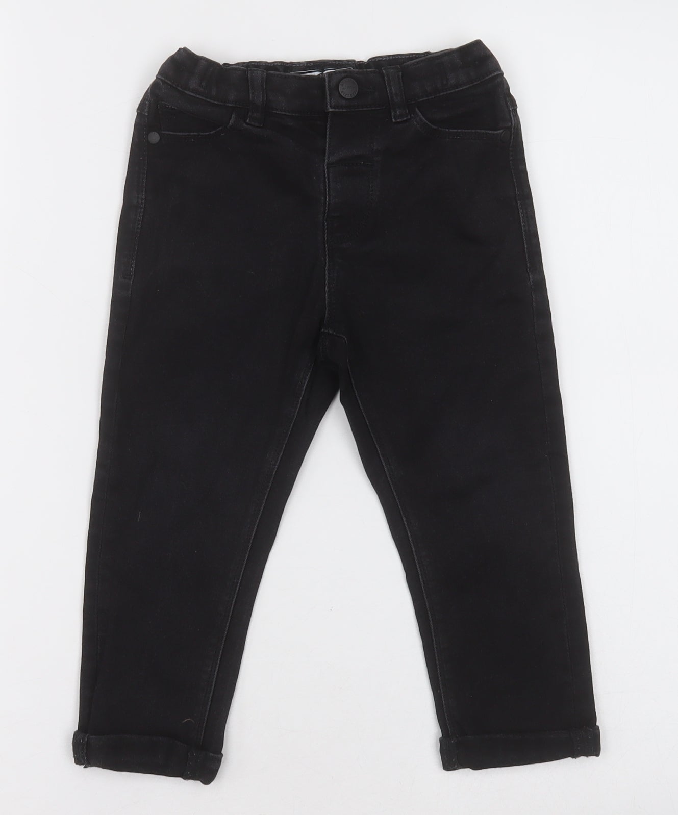 NEXT Boys Black  Cotton Straight Jeans Size 2-3 Years  Regular Button