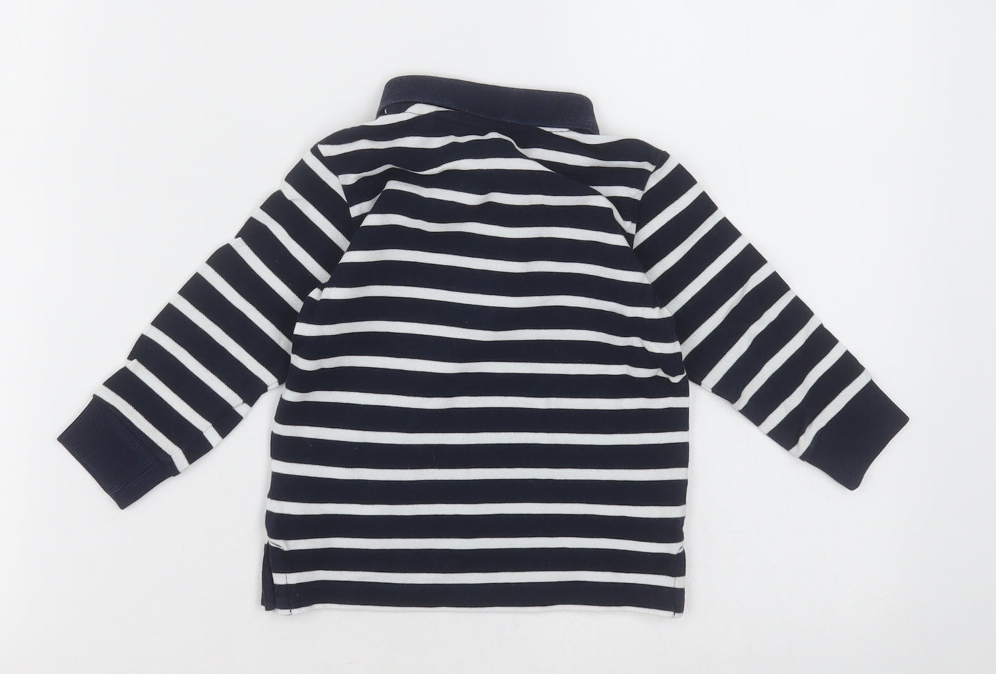 NEXT Boys Blue Striped Cotton Basic Polo Size 12-18 Months Collared Button