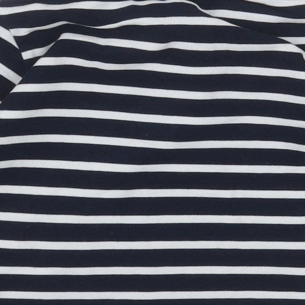 NEXT Boys Blue Striped Cotton Basic Polo Size 12-18 Months Collared Button