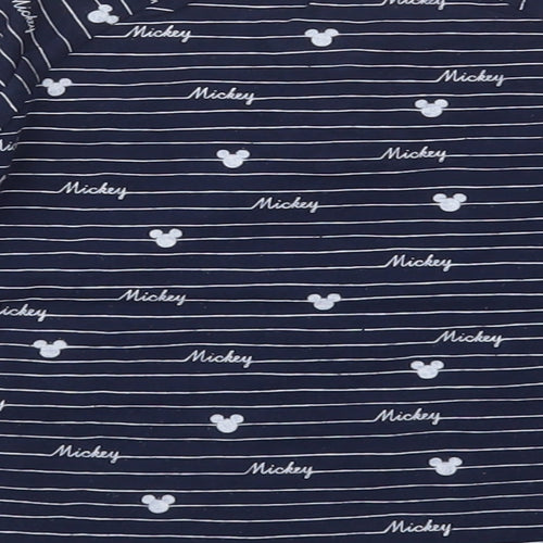 George Baby Blue Striped Cotton Basic Casual Size 18-24 Months Crew Neck Button - mickey mouse