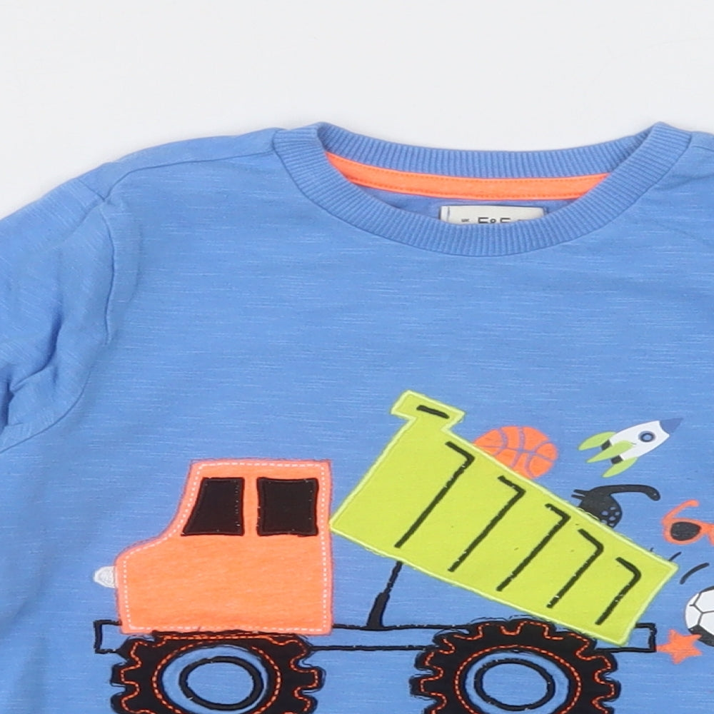 F&F Boys Blue  Cotton Basic Casual Size 18-24 Months Crew Neck Pullover - Trucks