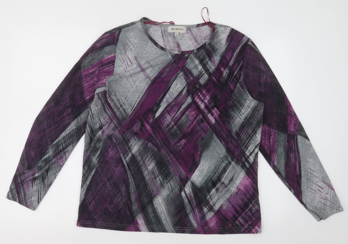 BASSINI Womens Purple Geometric Polyester Pullover Sweatshirt Size M  Pullover