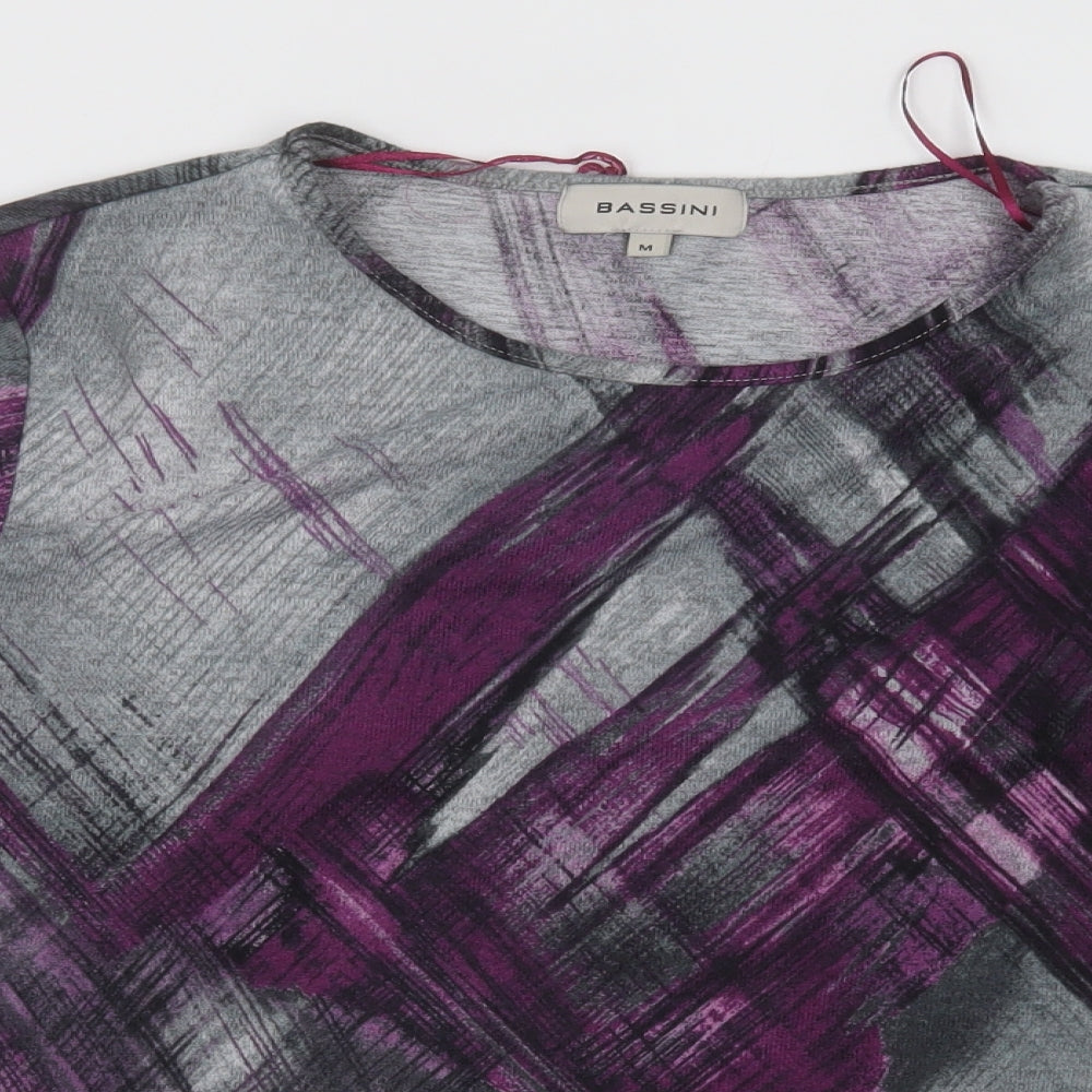 BASSINI Womens Purple Geometric Polyester Pullover Sweatshirt Size M  Pullover