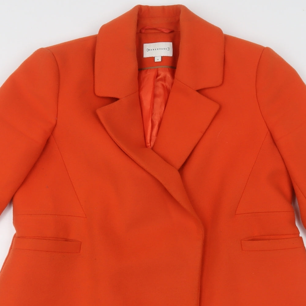 Warehouse Womens Orange   Overcoat Coat Size 12  Button