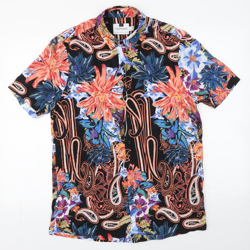 Topman Mens Multicoloured Paisley Viscose  Button-Up Size M Collared Button