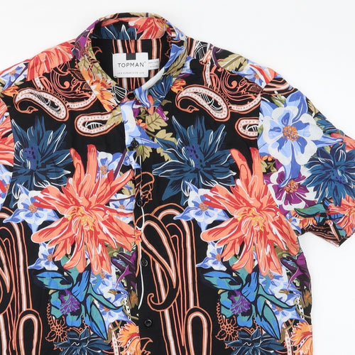 Topman Mens Multicoloured Paisley Viscose  Button-Up Size M Collared Button