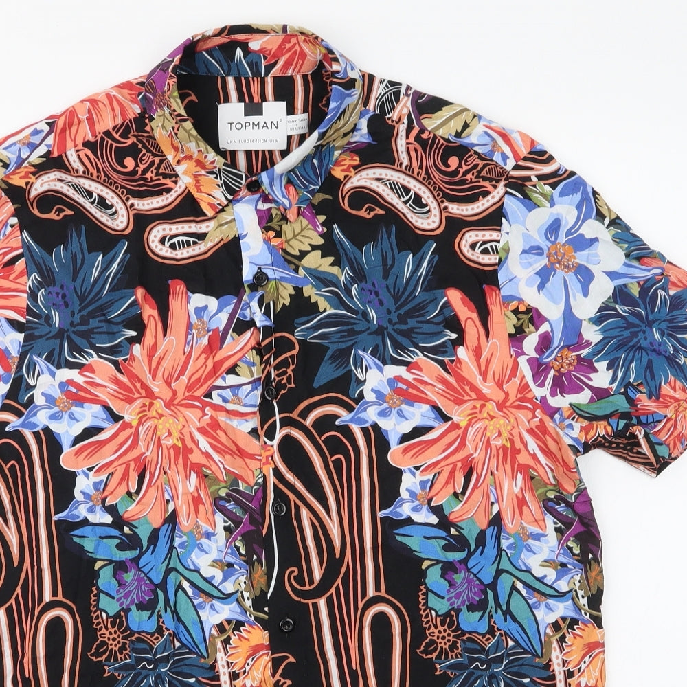 Topman Mens Multicoloured Paisley Viscose  Button-Up Size M Collared Button