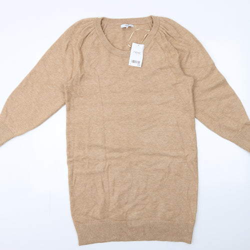 NEXT Womens Brown  Viscose Jacket Dress  Size M  Round Neck Pullover - ruched shoulder