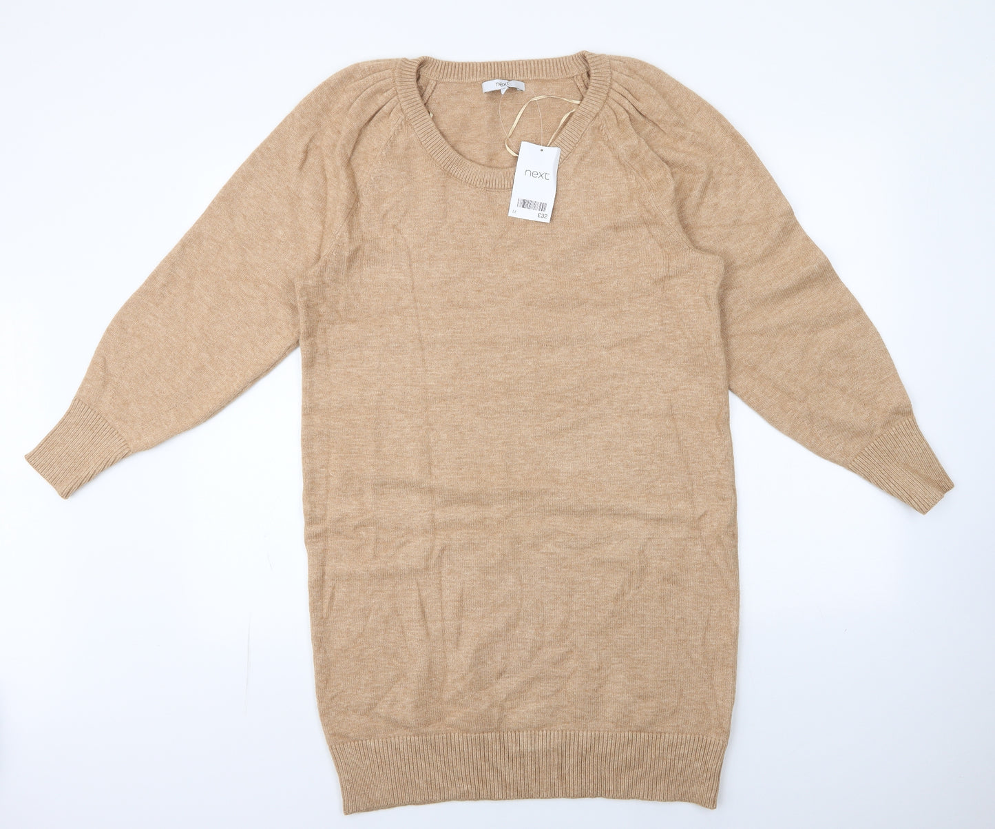 NEXT Womens Brown  Viscose Jacket Dress  Size M  Round Neck Pullover - ruched shoulder