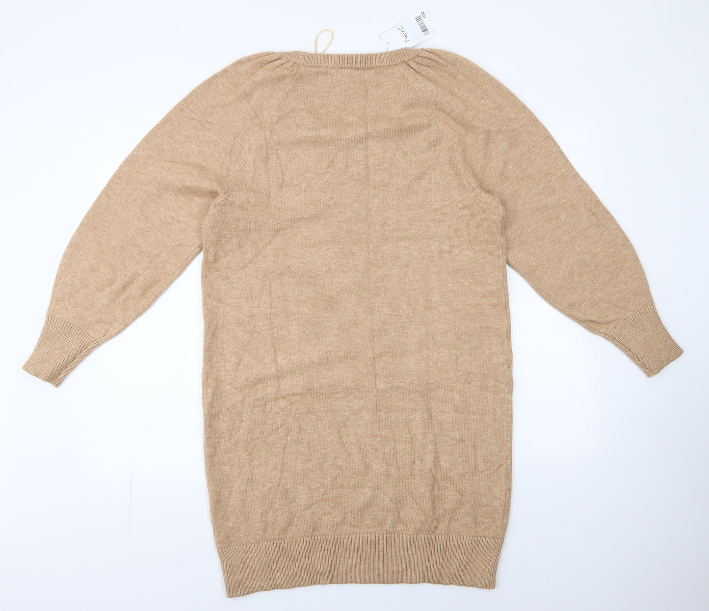 NEXT Womens Brown  Viscose Jacket Dress  Size M  Round Neck Pullover - ruched shoulder