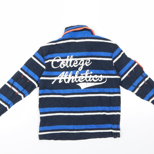 St Bernard Boys Blue Striped 100% Cotton Pullover Button-Up Size 6 Years Collared Button - rugby league
