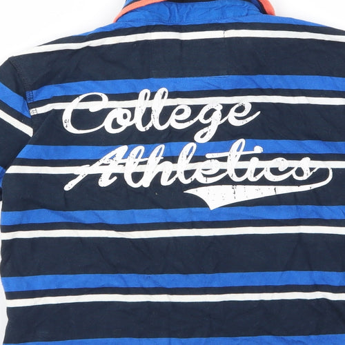 St Bernard Boys Blue Striped 100% Cotton Pullover Button-Up Size 6 Years Collared Button - rugby league