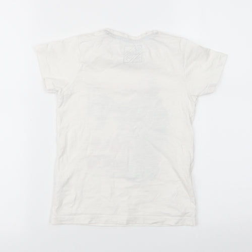 Matalan Boys White  100% Cotton Basic T-Shirt Size 6 Years Round Neck Pullover - dinosaur